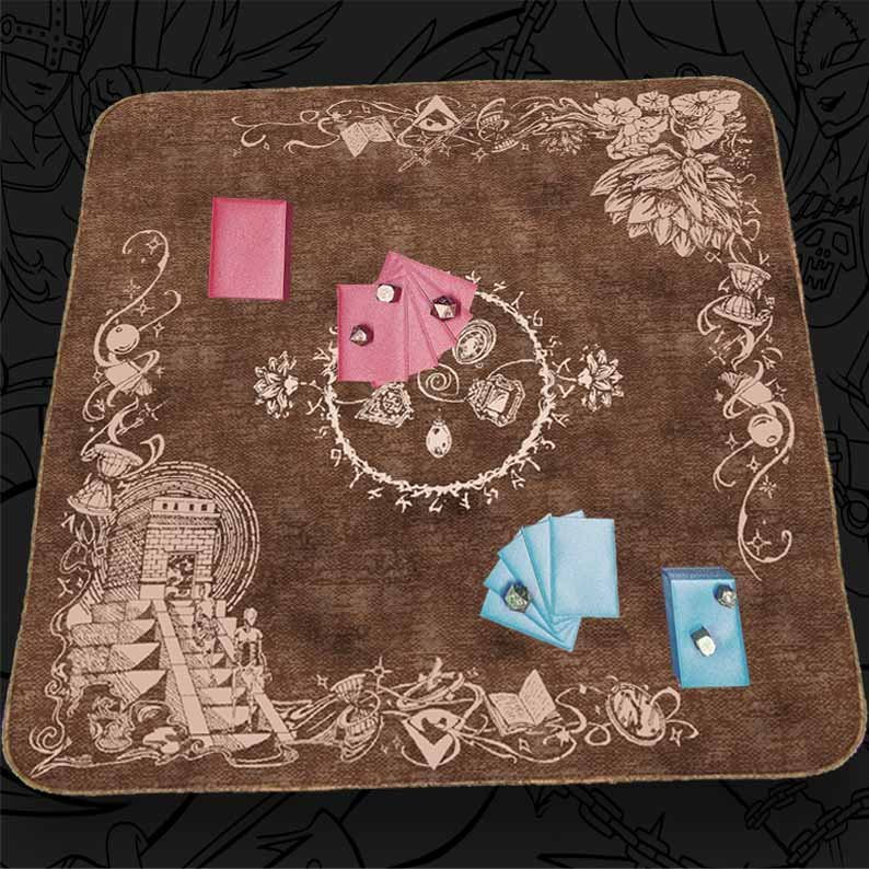 Factory Direct High-End Brown Velvet Table Mat with Printed Floral Tarot Cards Foldable and Seamless for Home or Wedding Use