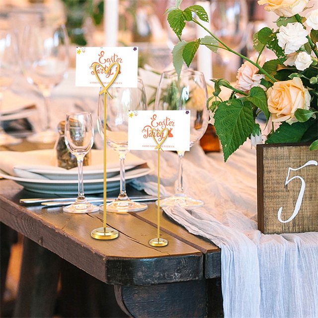 Golden Heart Shape Photo Holder Stands Table Number Holders Place Card Paper Menu Clips For Wedding Party Decor Or Office
