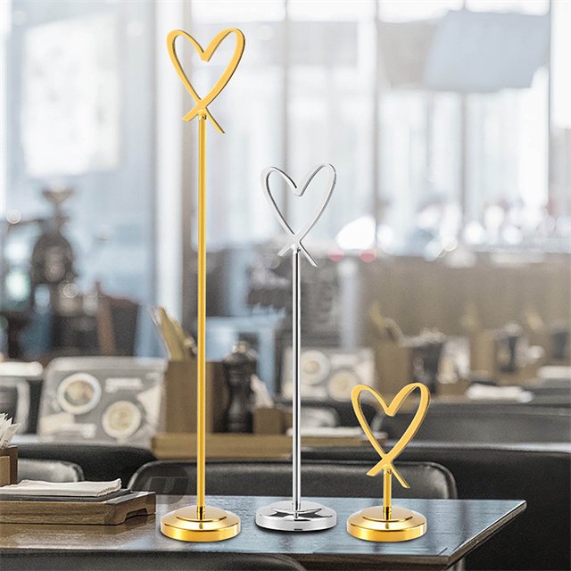 Golden Heart Shape Photo Holder Stands Table Number Holders Place Card Paper Menu Clips For Wedding Party Decor Or Office