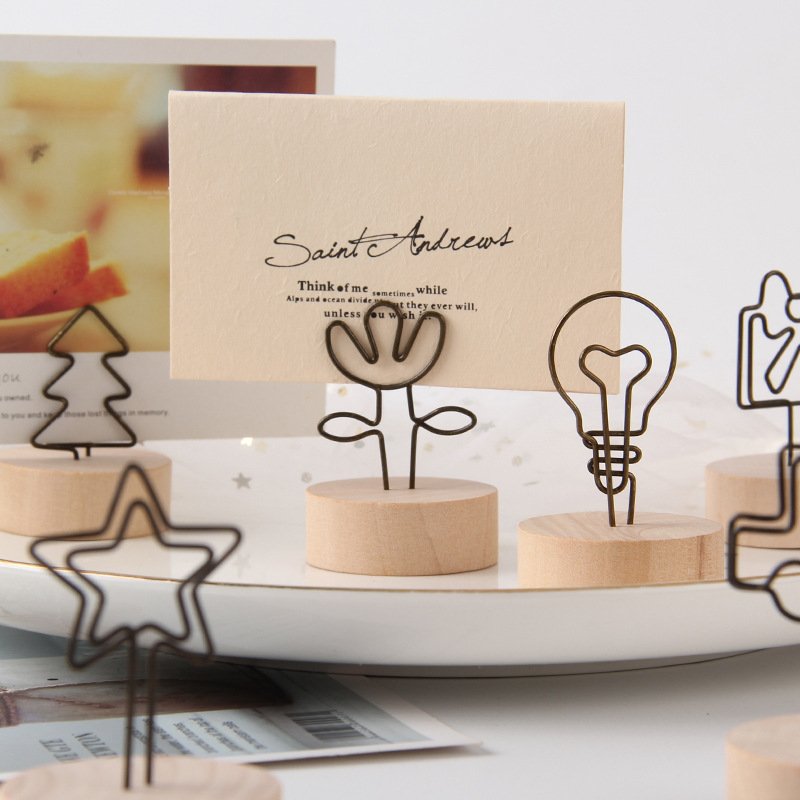 10Pack and Card Sets Natural Premium Rustic Table Number Holder Photo Holder Wood Place Card Holder For Wedding Party Table Name