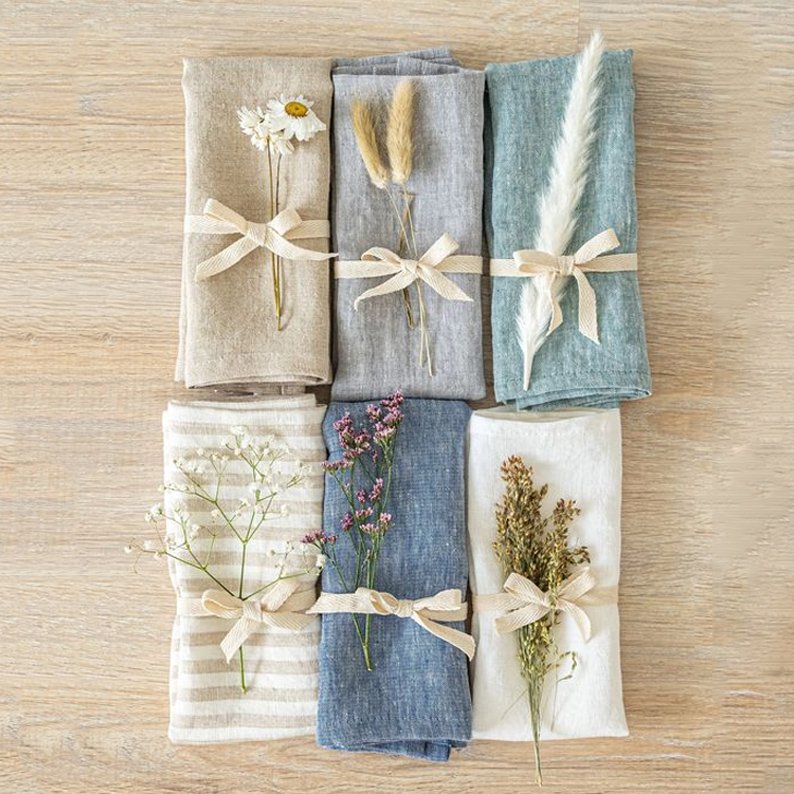 Handmade Custom Linen Cotton Napkins with Logo Hemstitch Cocktail Dinner Cloth for Weddings Parties Hotels