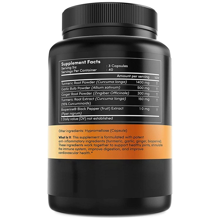 120 Capsules No Fillers Non Gmo Turmeric Supplement Bioperine Anti Inflammatory Complex