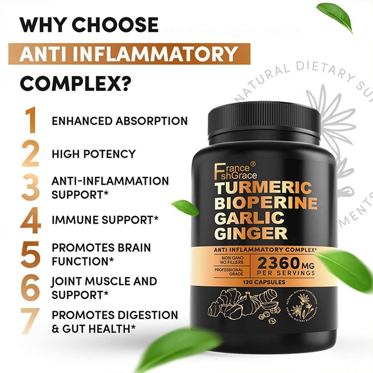 120 Capsules No Fillers Non Gmo Turmeric Supplement Bioperine Anti Inflammatory Complex