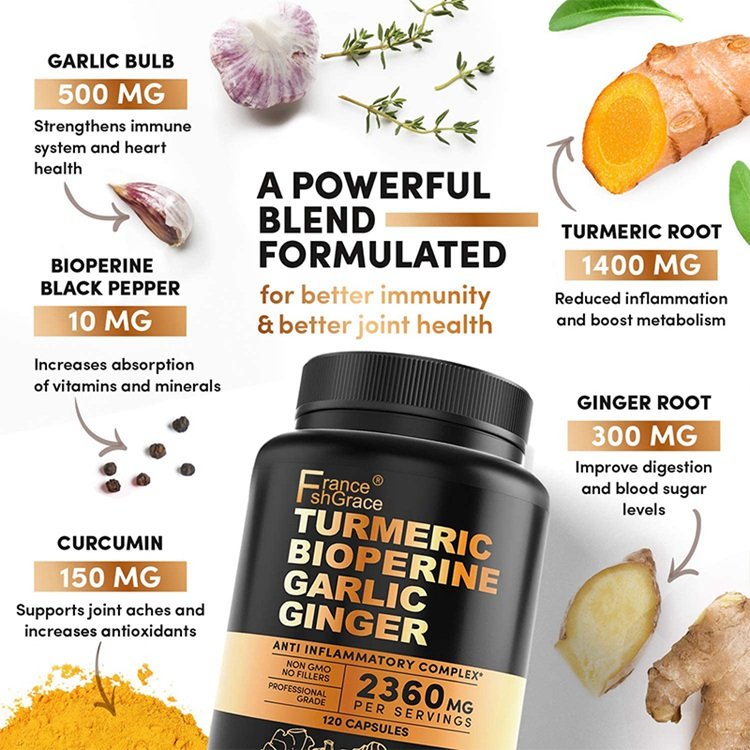 120 Capsules No Fillers Non Gmo Turmeric Supplement Bioperine Anti Inflammatory Complex
