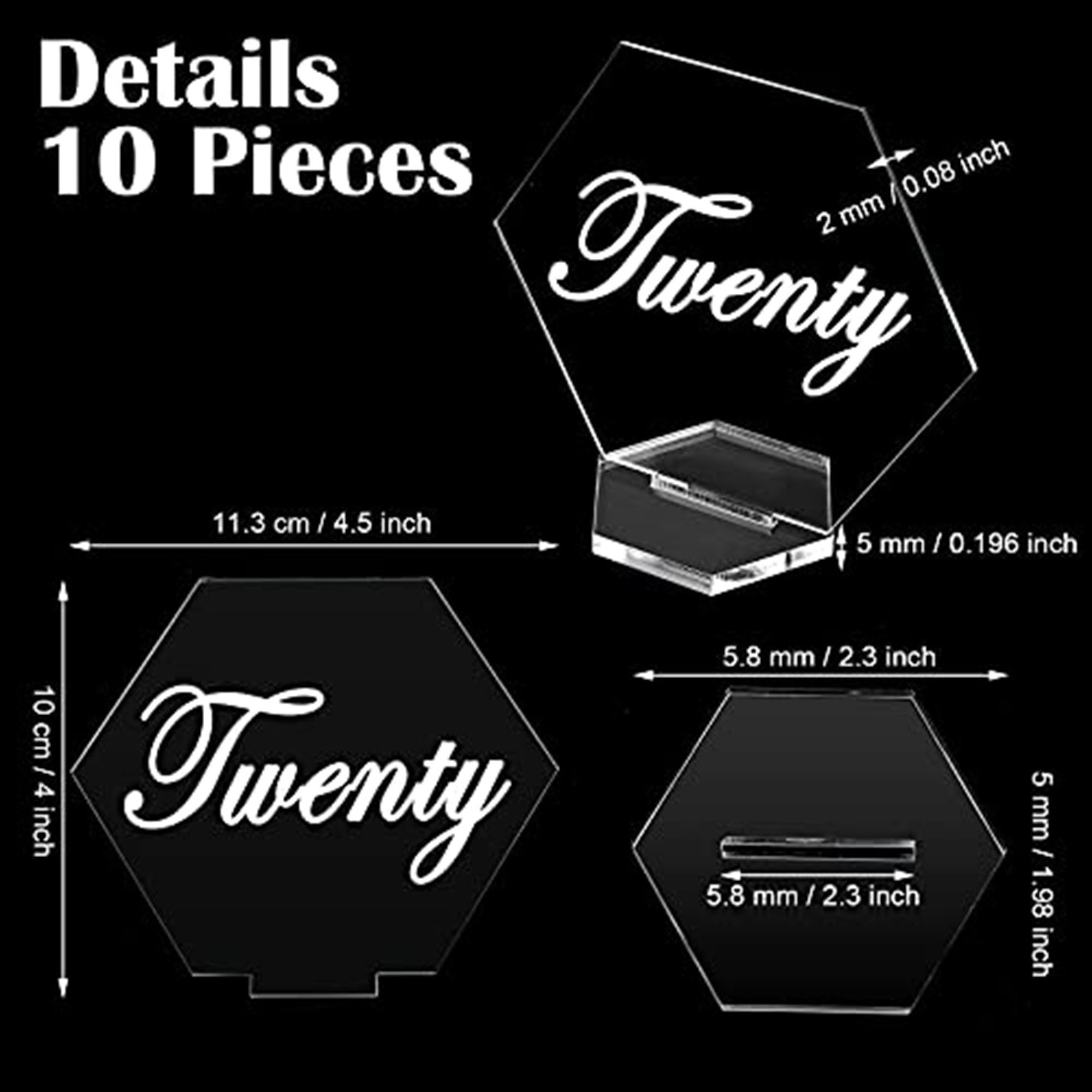 Factory Direct Sale of Hexagon Transparent Acrylic Name Place Cards Acrylic Wedding Table Numbers with a Stand
