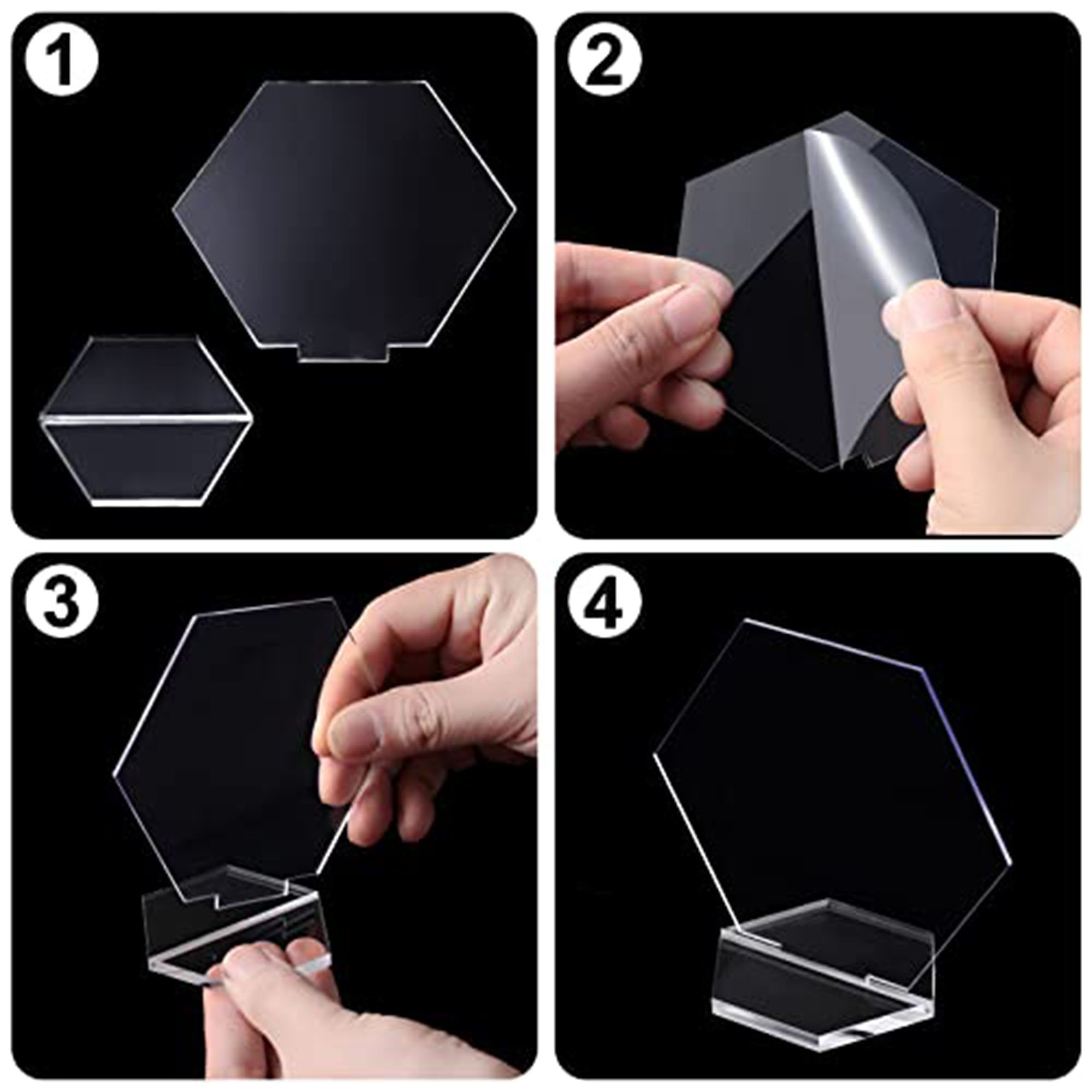 Factory Direct Sale of Hexagon Transparent Acrylic Name Place Cards Acrylic Wedding Table Numbers with a Stand