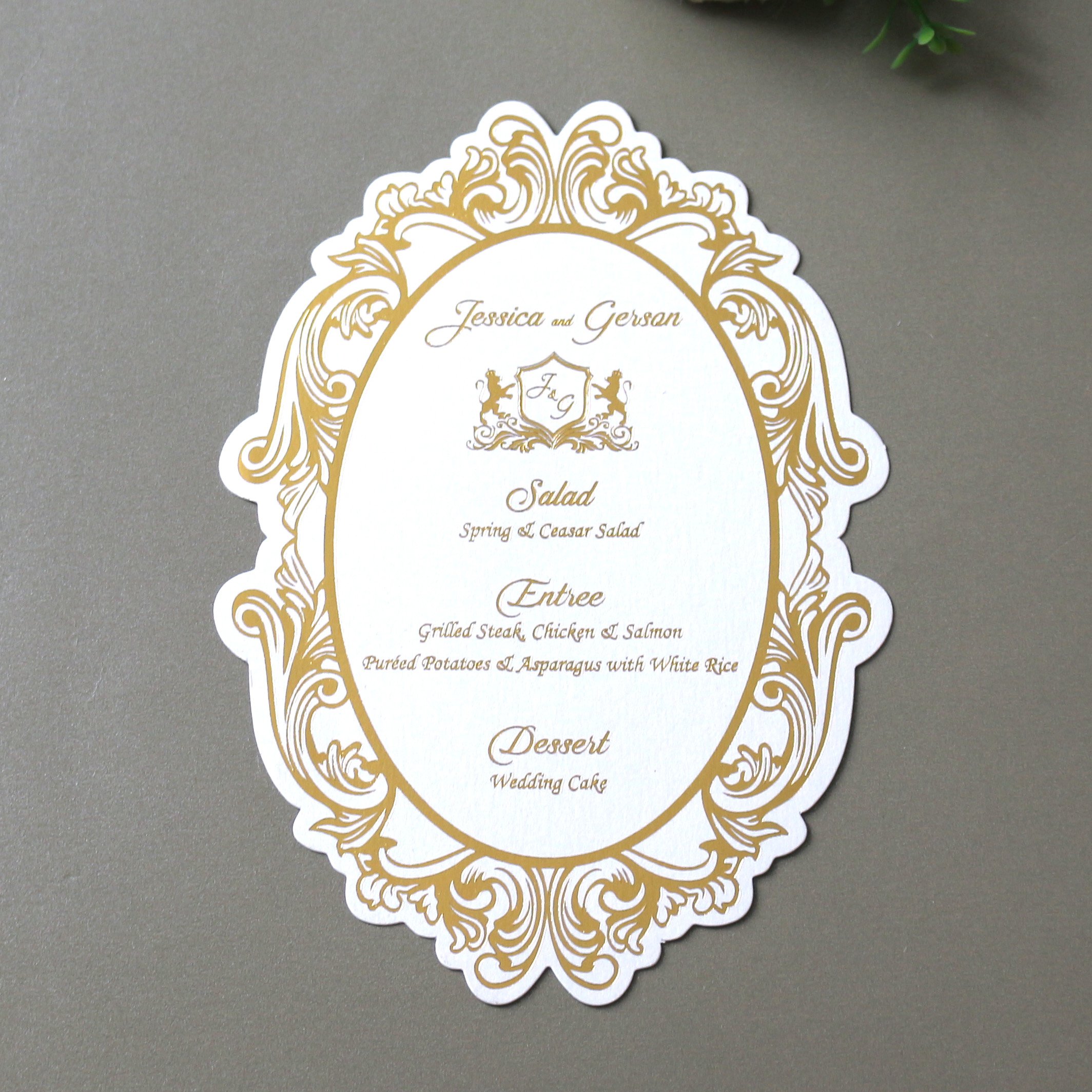 European style bronzing paper menu card