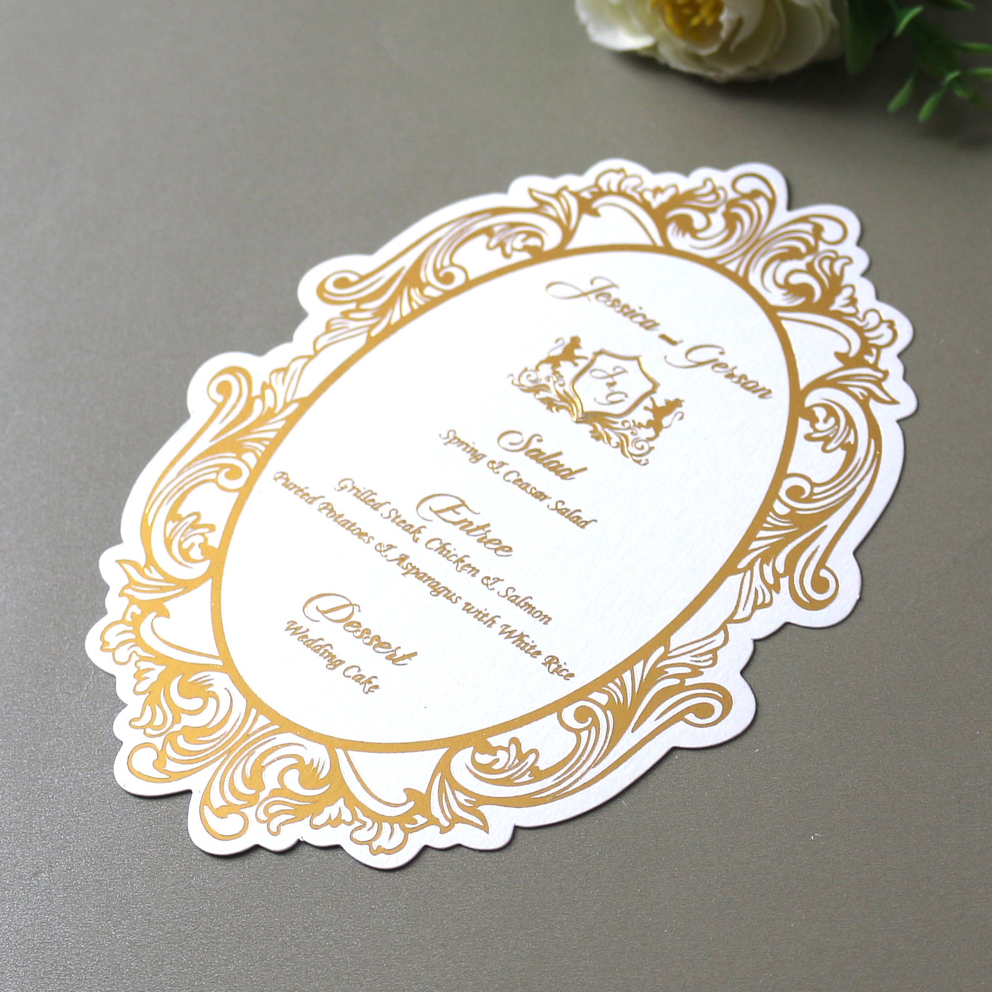 European style bronzing paper menu card