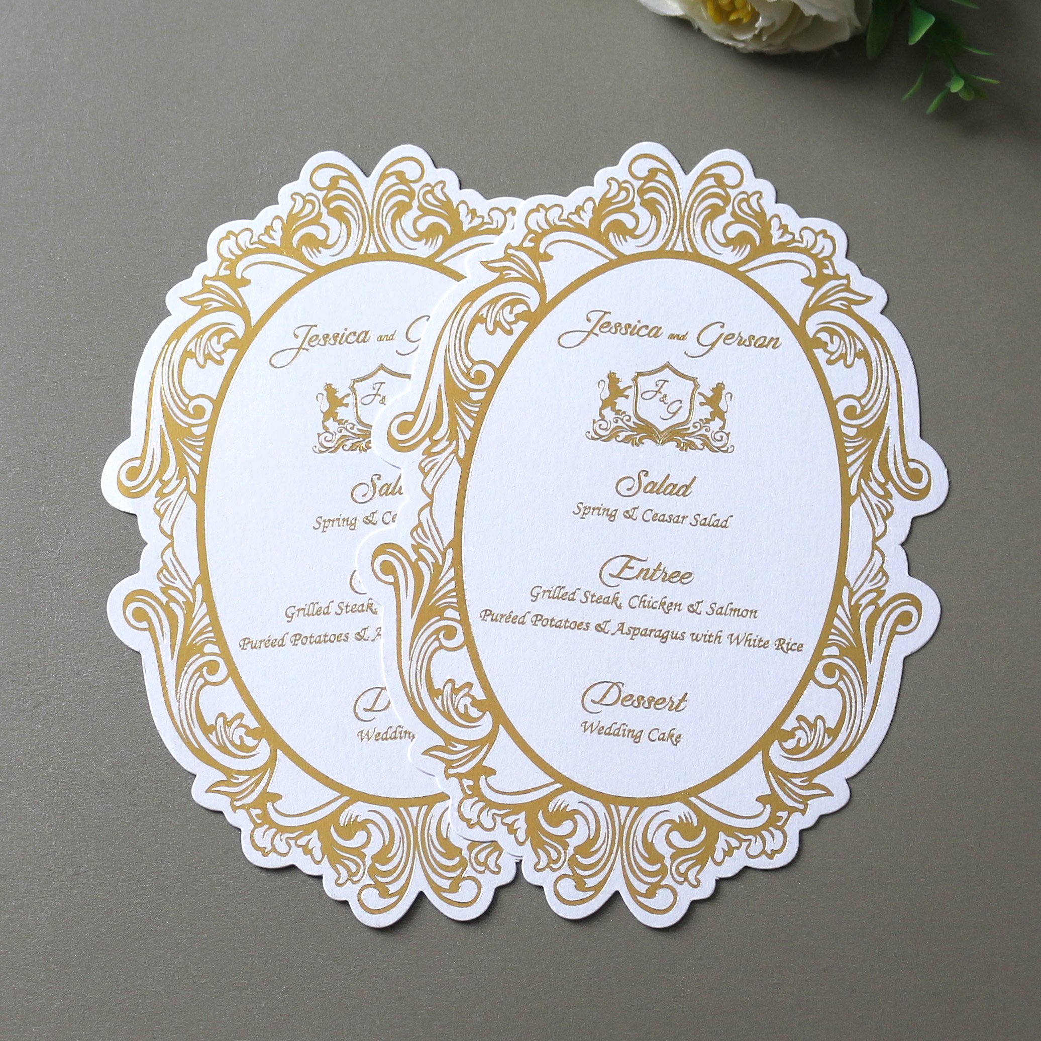 European style bronzing paper menu card