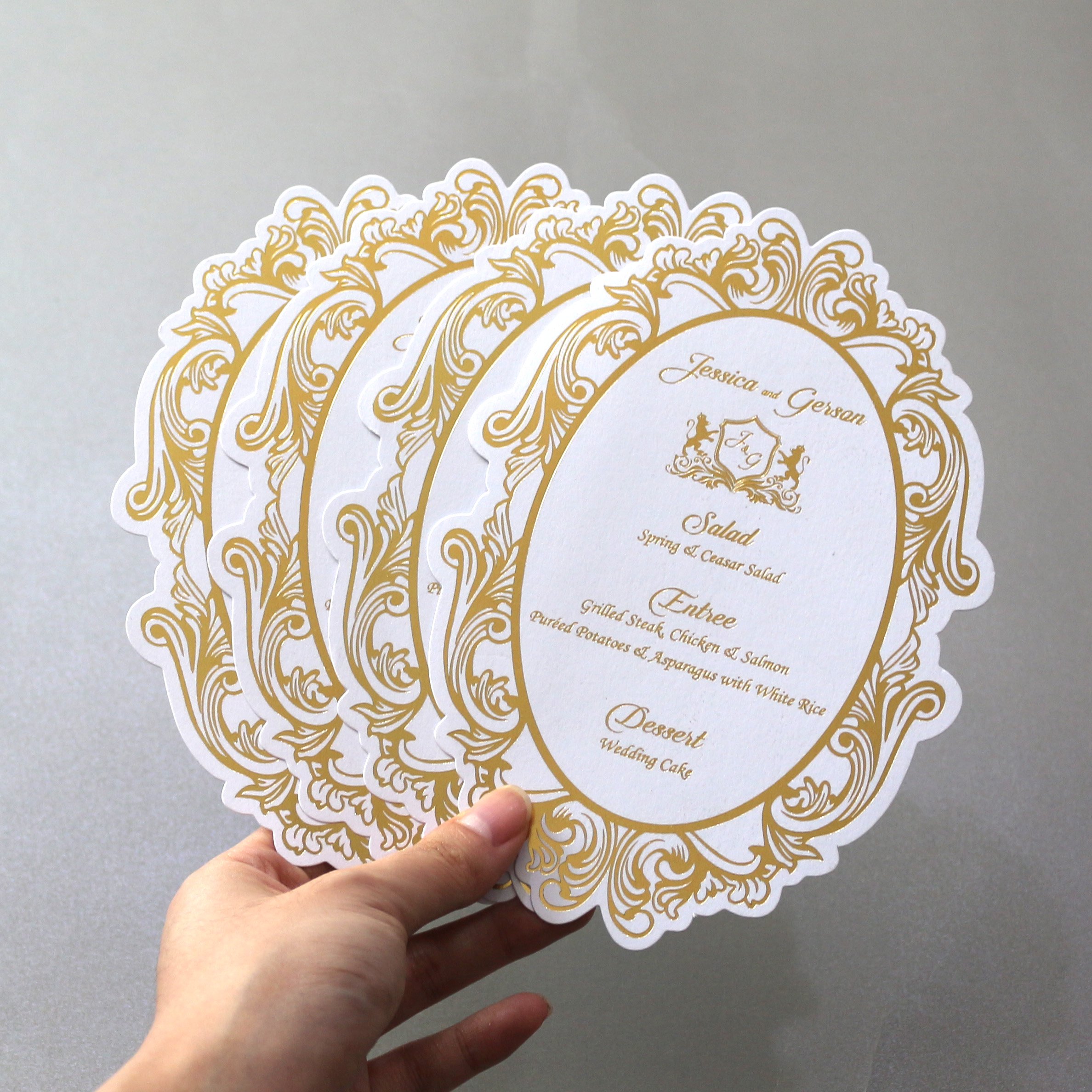 European style bronzing paper menu card
