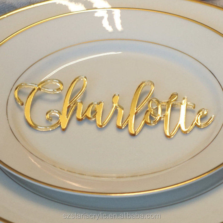 Gold Mirror Acrylic Wedding Place Cards For Wedding Decor Personalized Acrylic Name Custom Acrylic Laser Cut Name