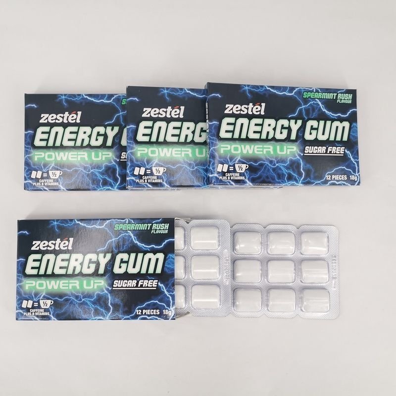 OEM spearmint Guarana caffeinated energy gum Sugar free energy gum