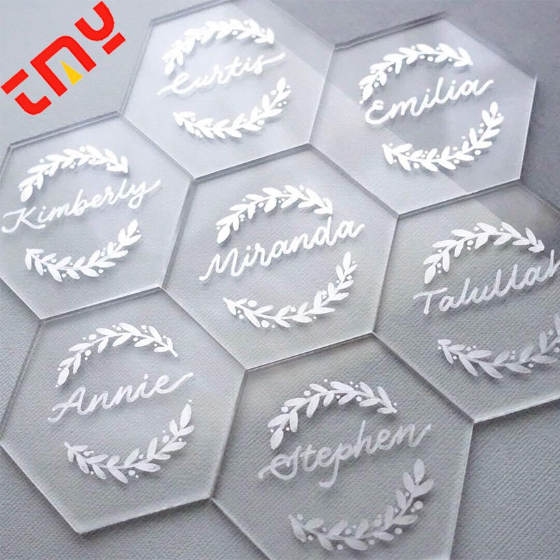 Customised Luxury Rectangle Table Number Sign Stand Clear Acrylic Wedding Name Place Card With Holder