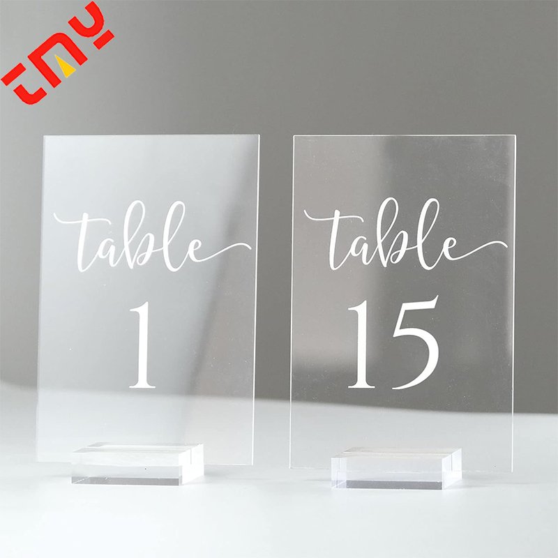 Customised Luxury Rectangle Table Number Sign Stand Clear Acrylic Wedding Name Place Card With Holder