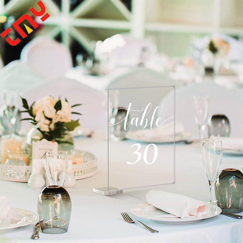 Customised Luxury Rectangle Table Number Sign Stand Clear Acrylic Wedding Name Place Card With Holder