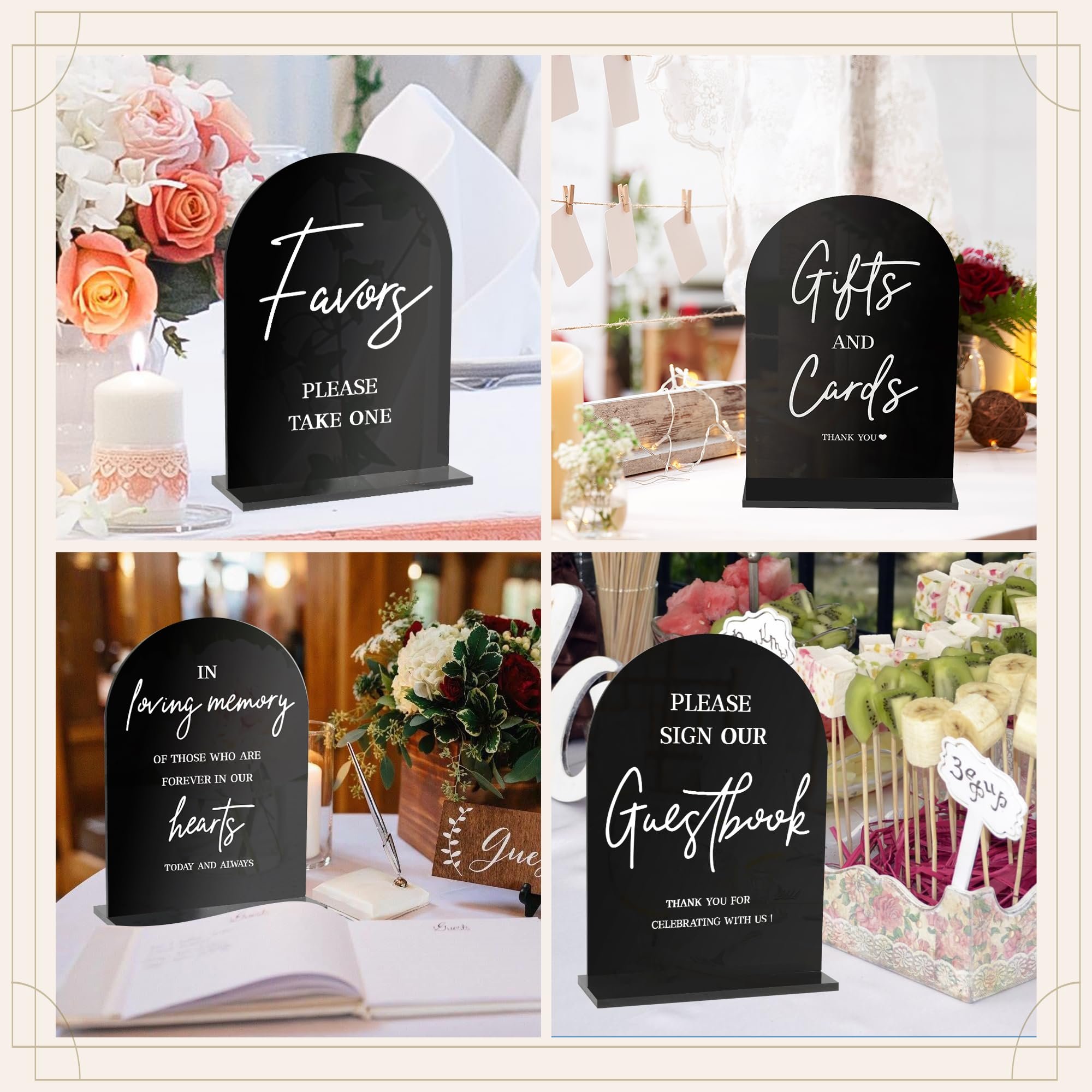 Factory customization 4 Pcs 5x7 Inch Wedding Signage Acrylic Wedding Signs for Ceremony and Reception Wedding Reception Decor