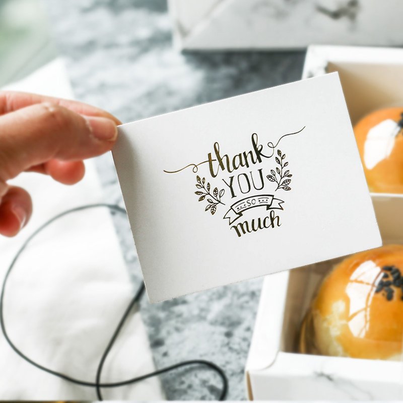 Custom Logo Mini thank you Card White bronzing gift decoration card Scrapbooking party invitation DIY Deco Supply For Wedding