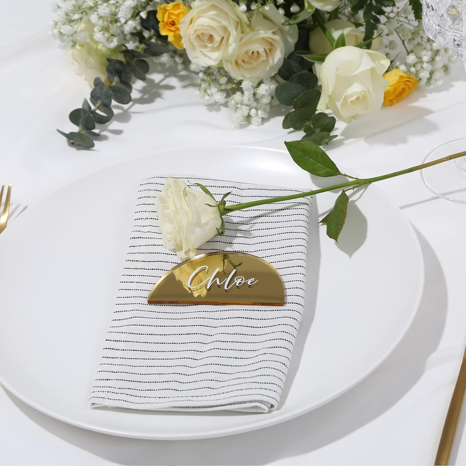 Gold Mirror Half Circle Acrylic Sign DIY Blank Semicircle Acrylic Place Cards Perfect for Wedding Table Decor Centerpiece