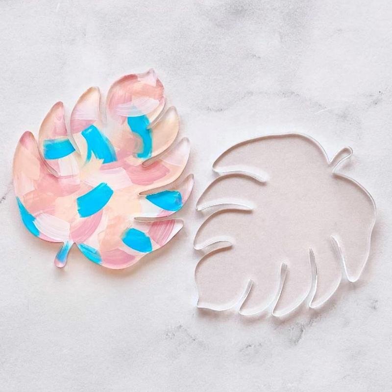 Acrylic Wedding Decor Leaf Shape Place Card With Wedding Name Sign Escort Cards