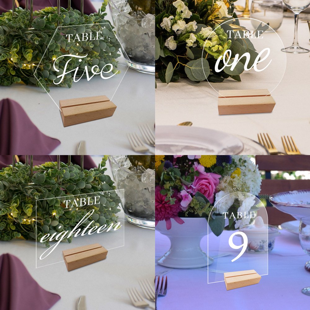 Hot Sale Wedding Decoration Items Acrylic Table Numbers Sign Customized With Wood Stand Hotel Decoration For Reception