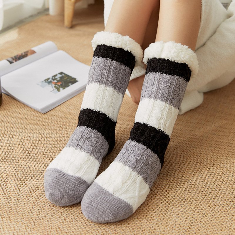 Non Slip Soft Cosy Light Weight Indoor Fuzzy Slipper Boot Women Home Socks
