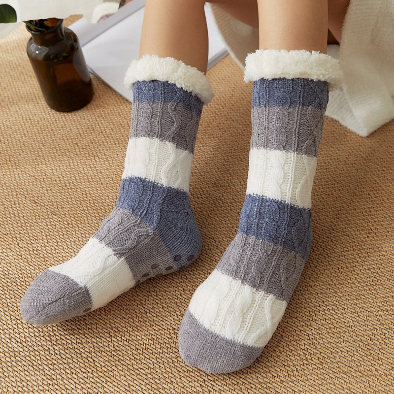 Non Slip Soft Cosy Light Weight Indoor Fuzzy Slipper Boot Women Home Socks