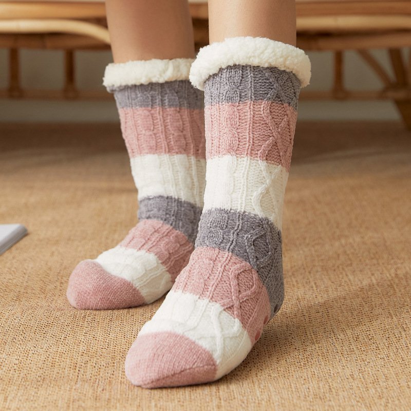 Non Slip Soft Cosy Light Weight Indoor Fuzzy Slipper Boot Women Home Socks