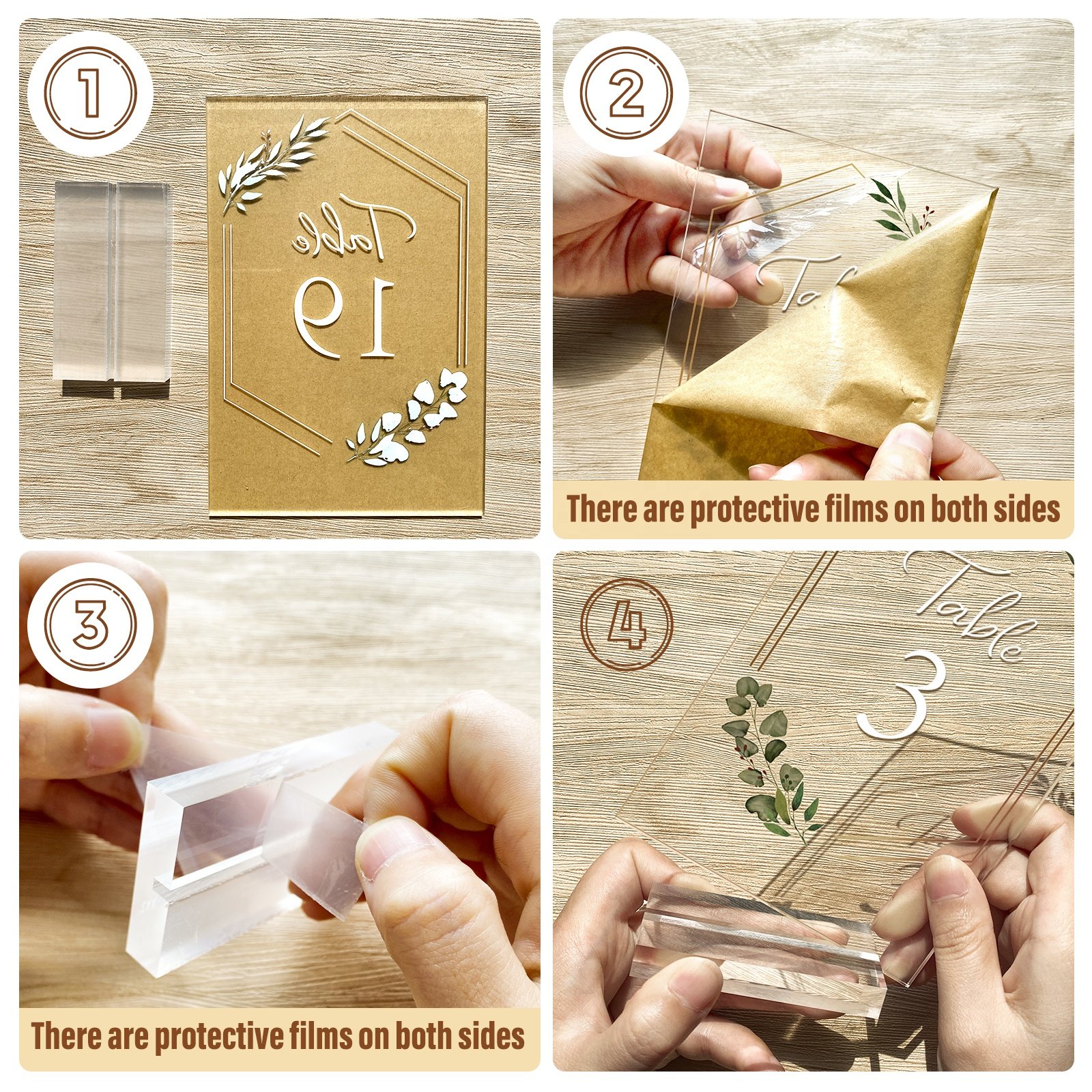 Ourwarm Wedding Place Cards Letters Centerpiece Sign Holders Acrylic Table Number for Wedding
