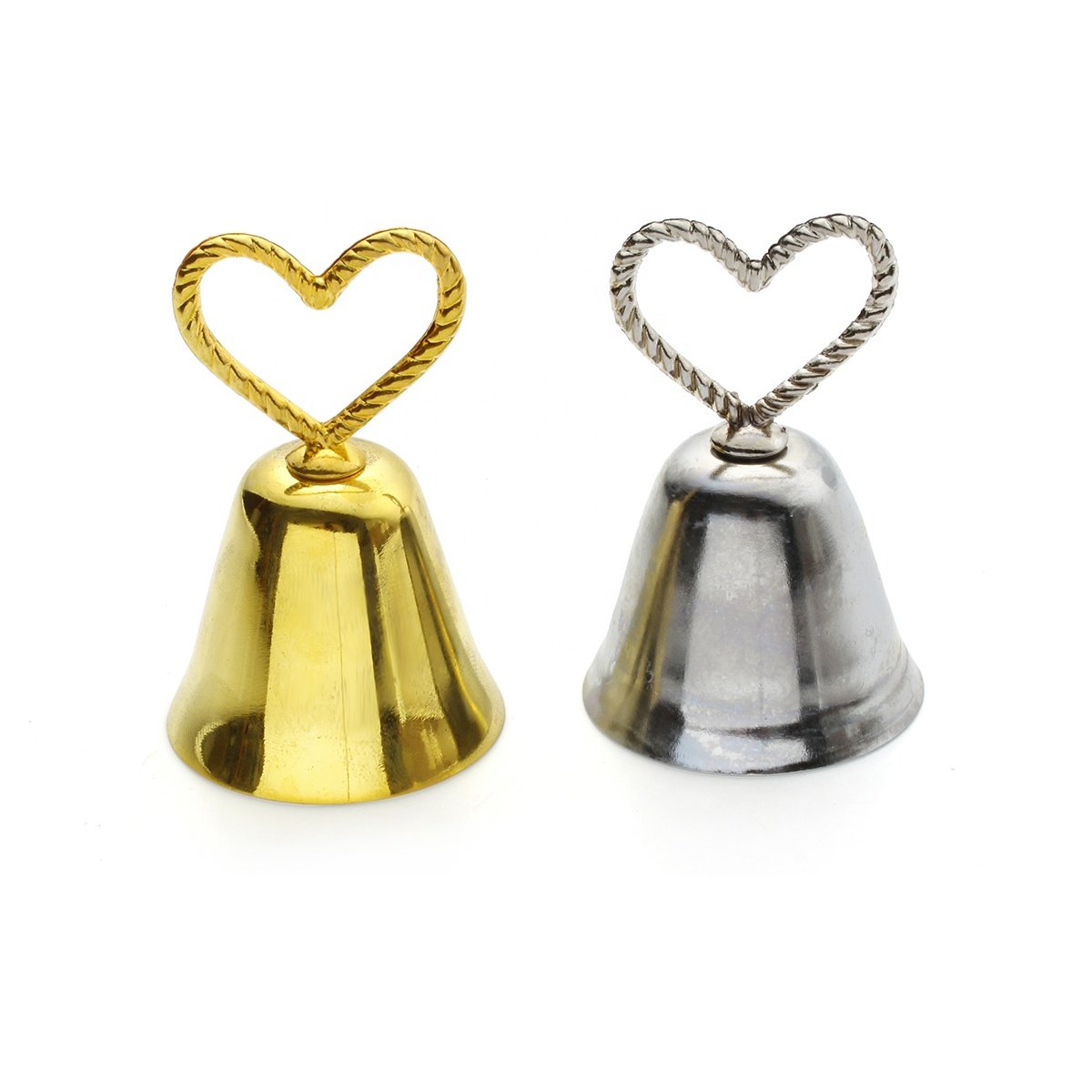 "Kissing Bell" Silver Gold Heart Bell Place Card Holder Photo Clip Gift For Wedding Table Decoration Supplies Favors Gifts