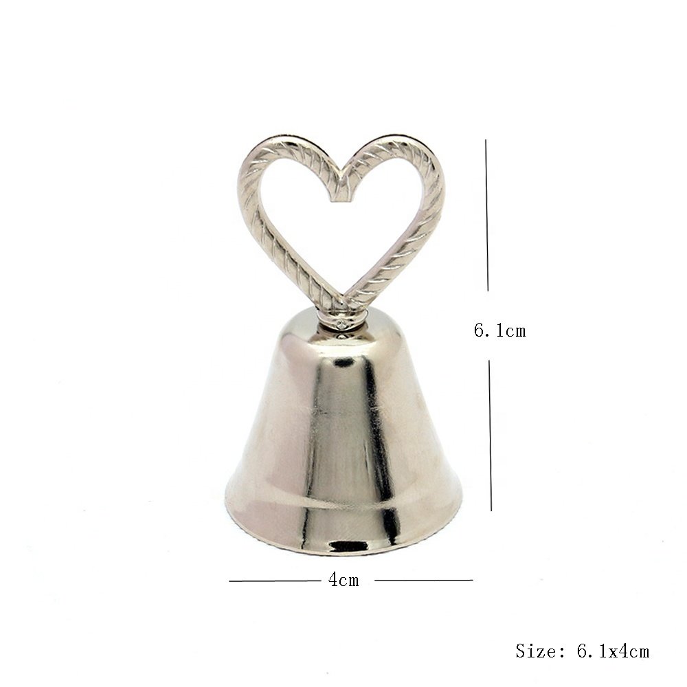 "Kissing Bell" Silver Gold Heart Bell Place Card Holder Photo Clip Gift For Wedding Table Decoration Supplies Favors Gifts