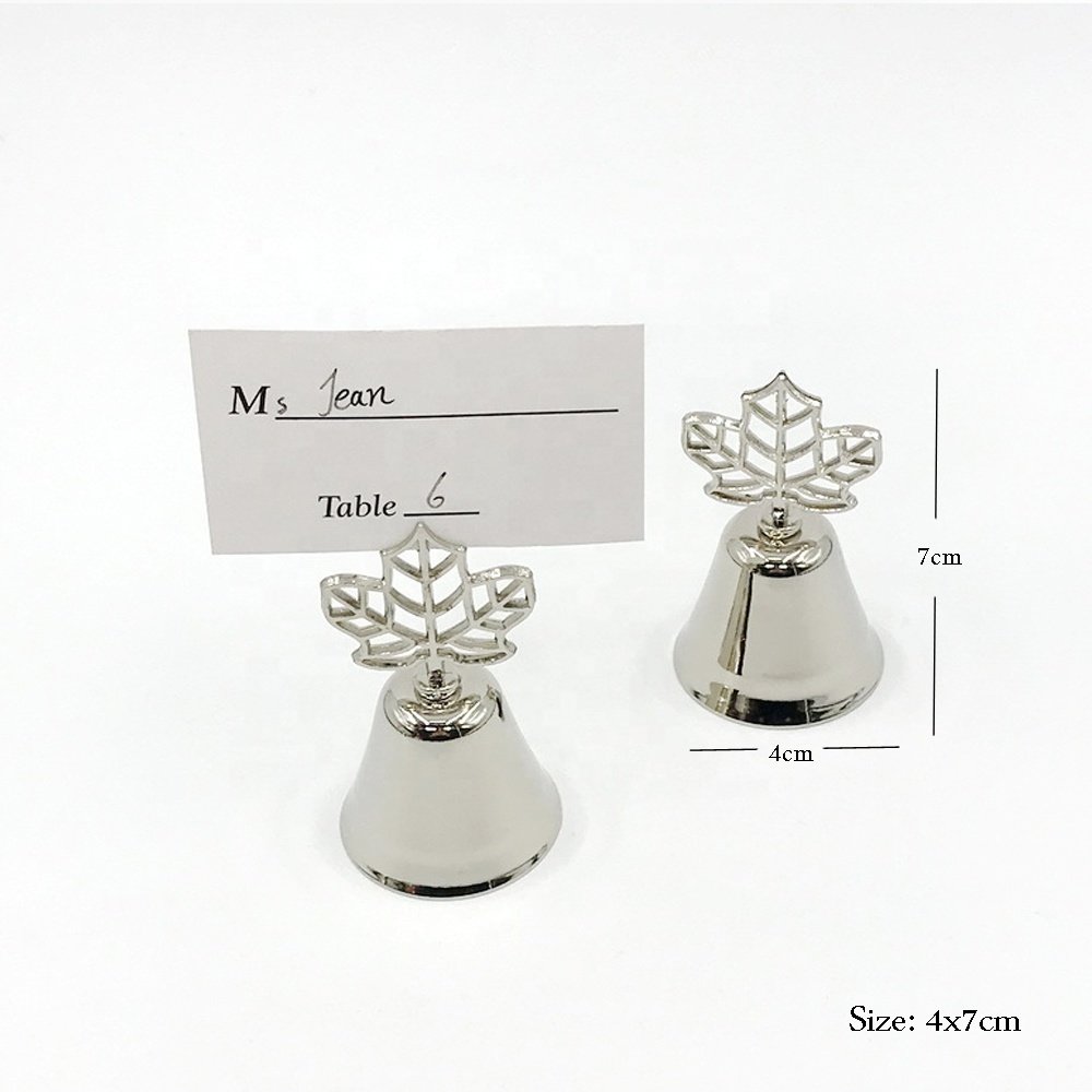 "Kissing Bell" Silver Gold Heart Bell Place Card Holder Photo Clip Gift For Wedding Table Decoration Supplies Favors Gifts