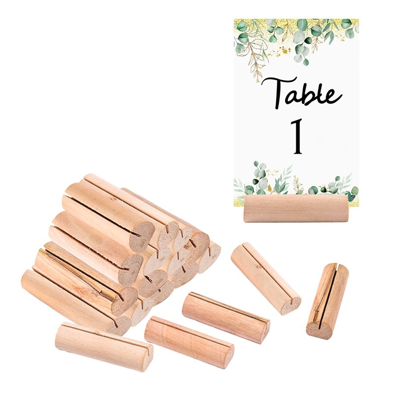 Green Leaves Wedding Wooden Place Card Holders Photo Postcard Clip Stand Engagement Birthday Party Table Number Paper Sign