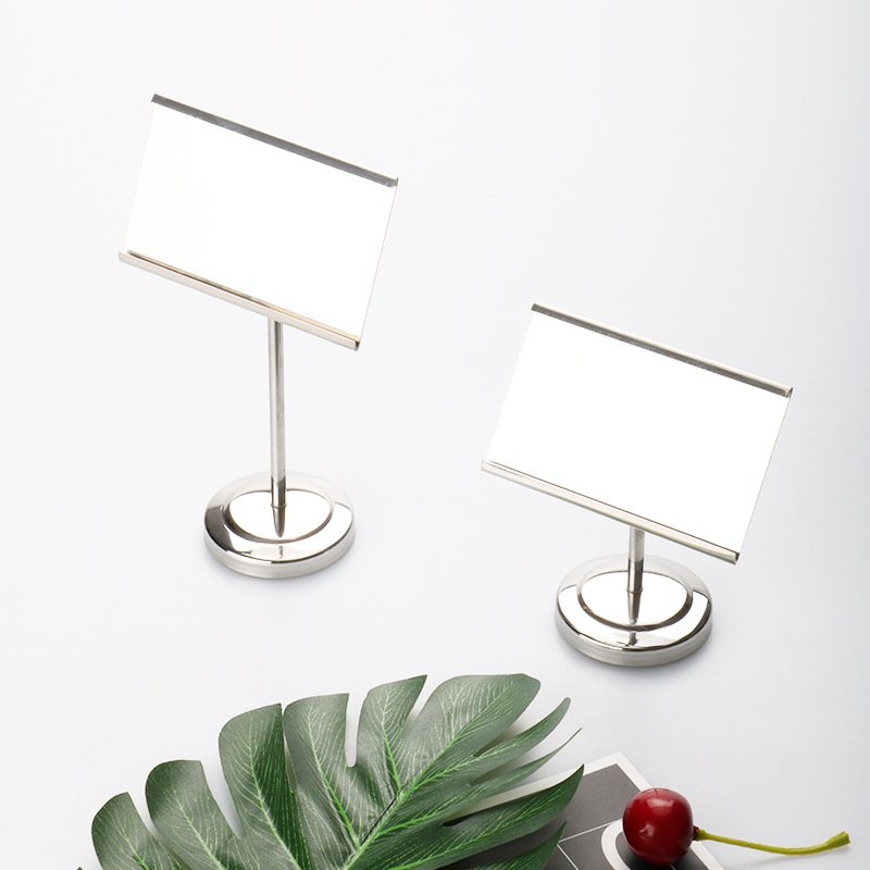 Gold Tabletop Restaurant Name Sign Display Racks Holder Table Card Plate Stand
