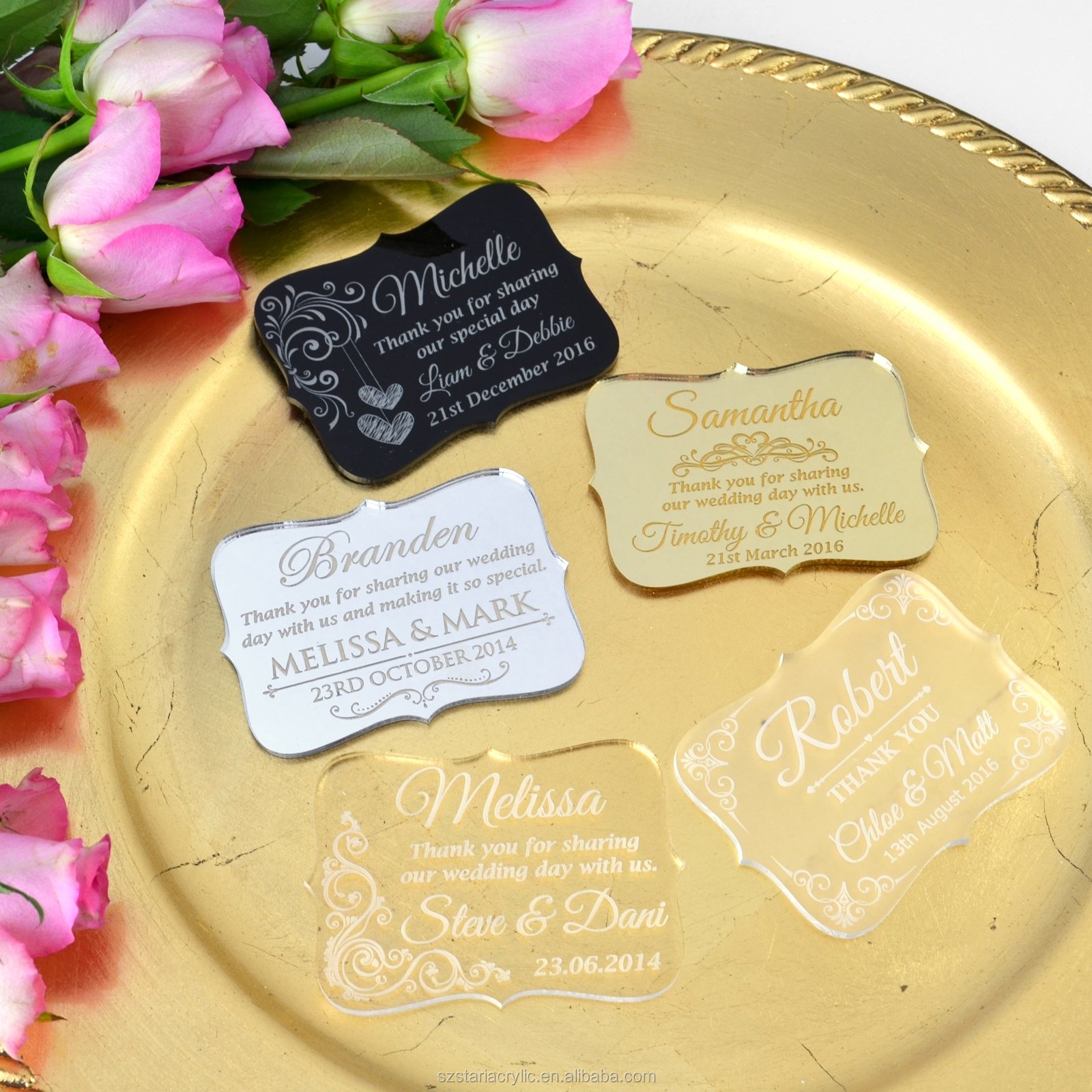 Custom Logo Clover Acrylic Guest Name Place Cards Engraved Acrylic Wedding Placecards For Wedding Favour