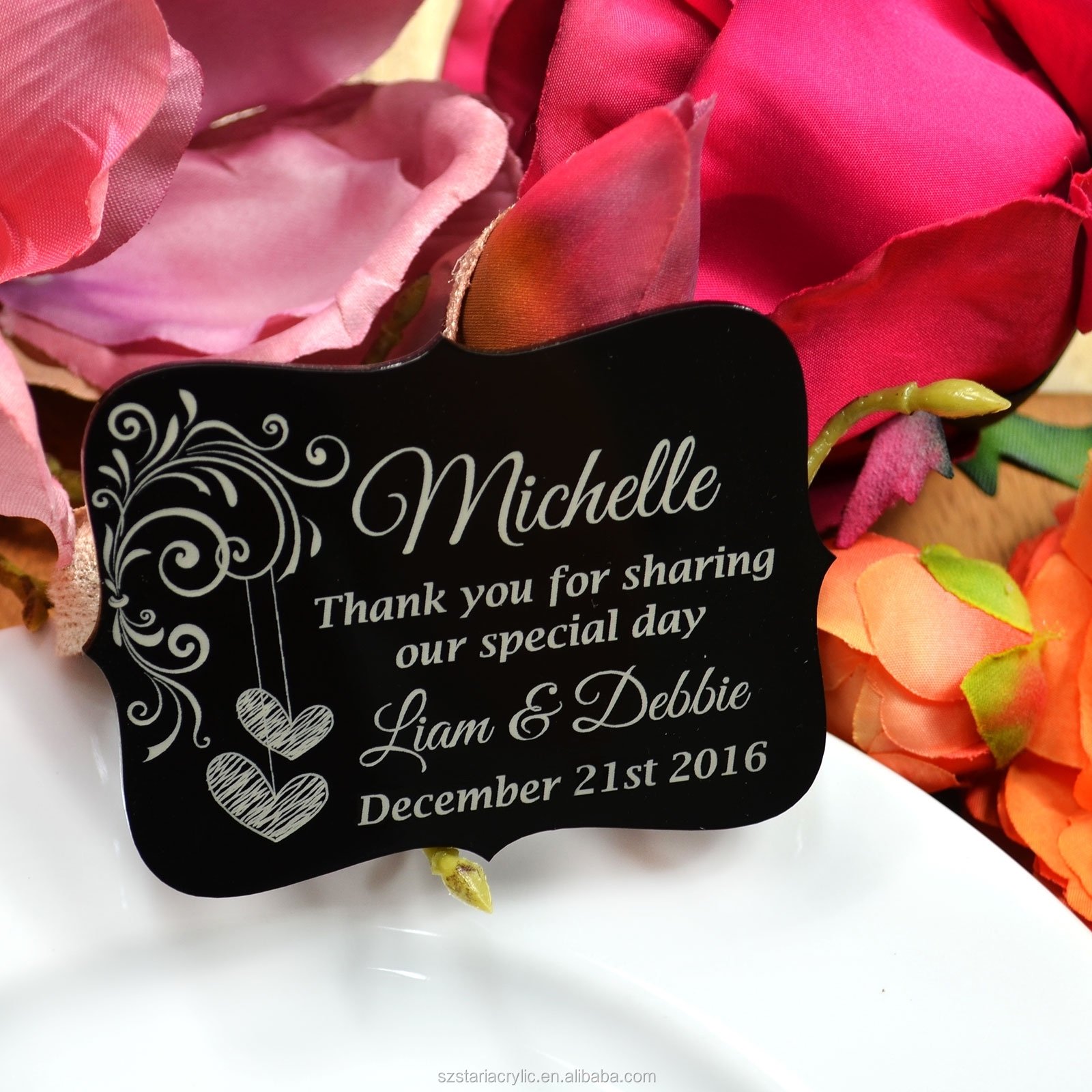 Custom Logo Clover Acrylic Guest Name Place Cards Engraved Acrylic Wedding Placecards For Wedding Favour
