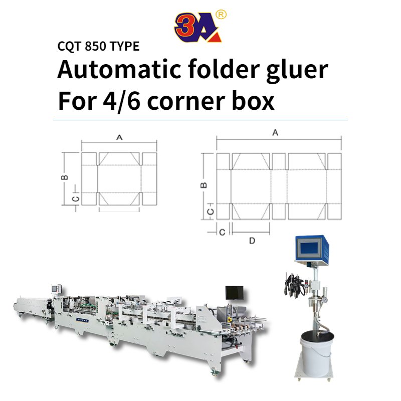 Folder gluer machine automatic folder gluing machine for side glue straight line box bottom lock 4/6 corner box cardboard box