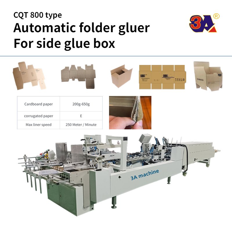 Folder gluer machine automatic folder gluing machine for side glue straight line box bottom lock 4/6 corner box cardboard box