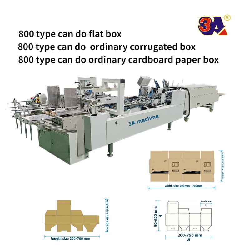 Folder gluer machine automatic folder gluing machine for side glue straight line box bottom lock 4/6 corner box cardboard box