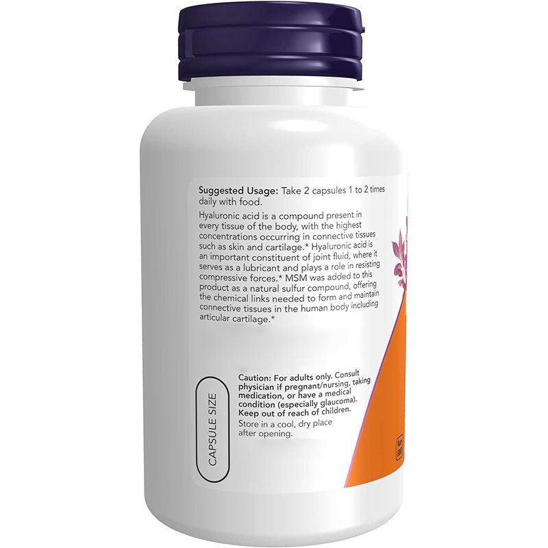 Hyaluronic Acid 50 mg With MSM,Joint Support, 120 Veg Capsules