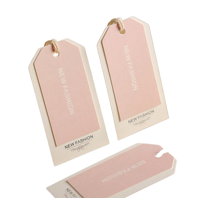 Eco-Friendly Custom Personalized Paper Clothing Labels Private Kraft Print Dress Card With Cord Hangtag Shoes Shoe Sock Logos