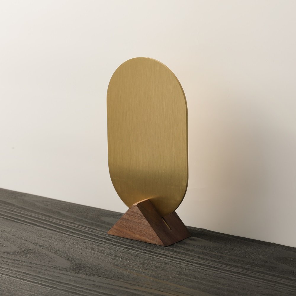 Maxery Solid Wood Brass Place Cards, Table Numbers, Double-sided Table Number Plate Restaurant Called Number Customize LOGO