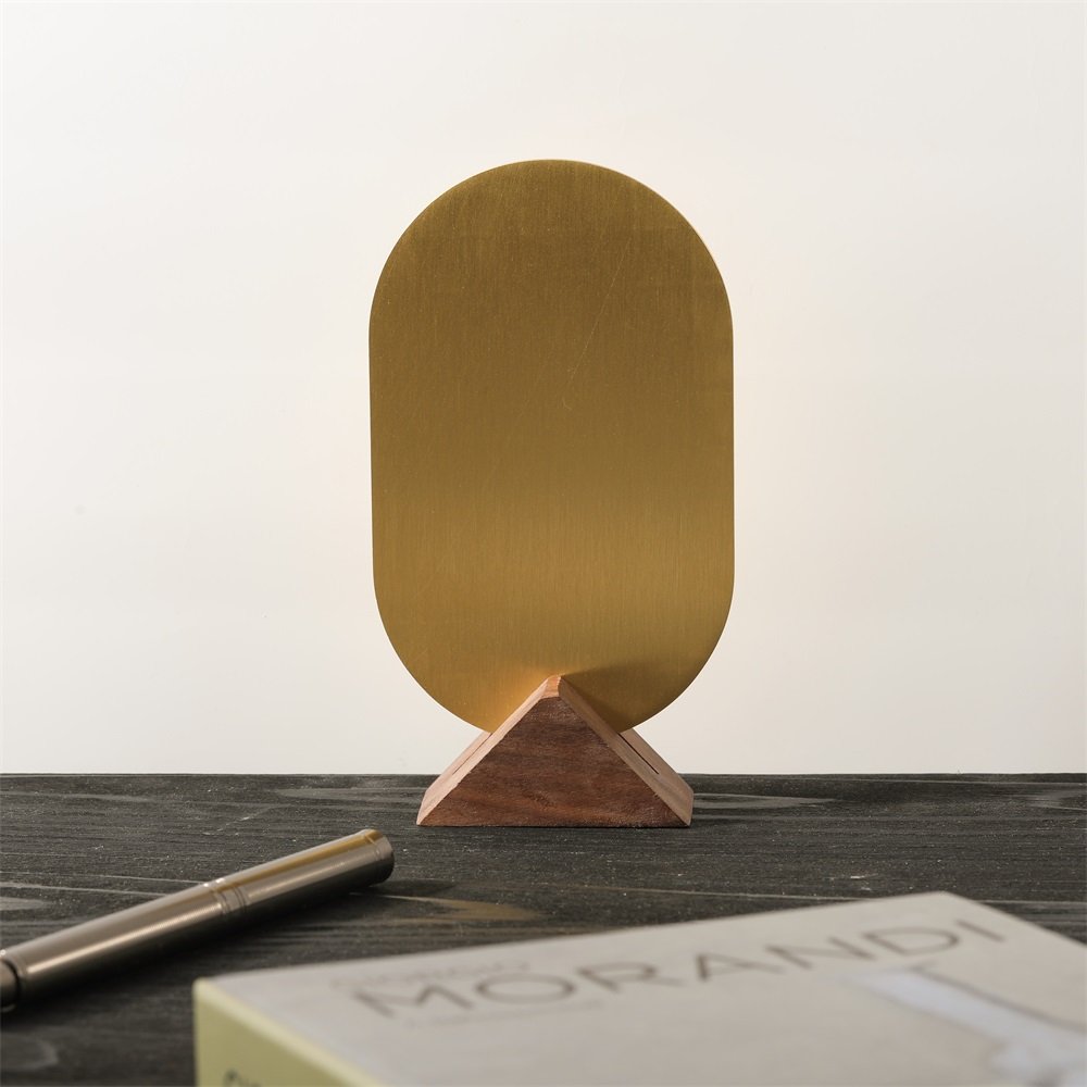 Maxery Solid Wood Brass Place Cards, Table Numbers, Double-sided Table Number Plate Restaurant Called Number Customize LOGO
