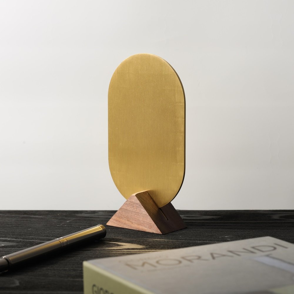 Maxery Solid Wood Brass Place Cards, Table Numbers, Double-sided Table Number Plate Restaurant Called Number Customize LOGO