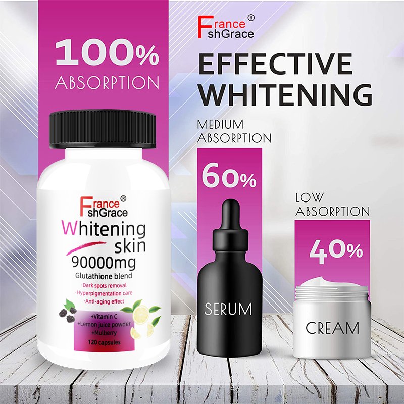 Whitening Pills Capsules Vegan Skin Bleaching Pills 5000mg Effective Skin Lightening Supplement