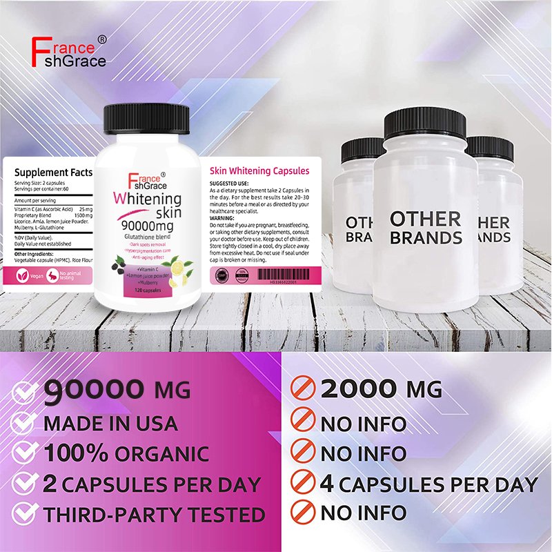 Whitening Pills Capsules Vegan Skin Bleaching Pills 5000mg Effective Skin Lightening Supplement