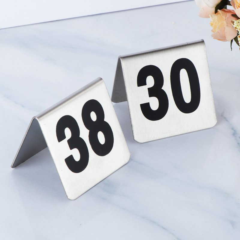 7*7cm 1 to 100 Double Sign Table Number Holders Stainless Steel Display Stand Menu Card Display Restaurant Table Number Holder