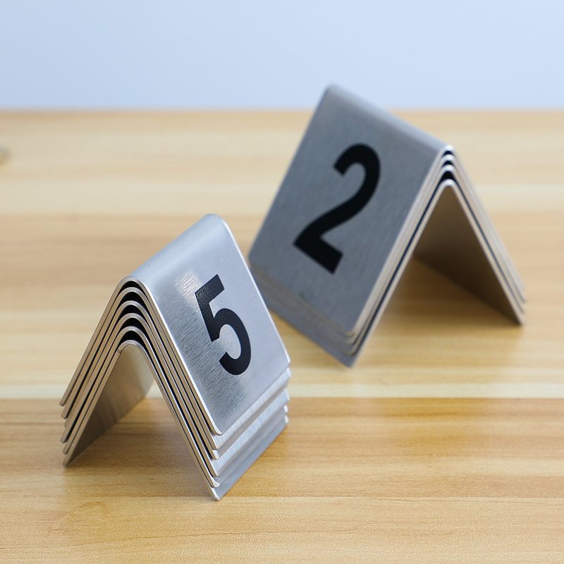 7*7cm 1 to 100 Double Sign Table Number Holders Stainless Steel Display Stand Menu Card Display Restaurant Table Number Holder