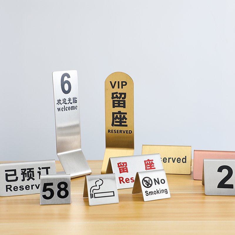 7*7cm 1 to 100 Double Sign Table Number Holders Stainless Steel Display Stand Menu Card Display Restaurant Table Number Holder