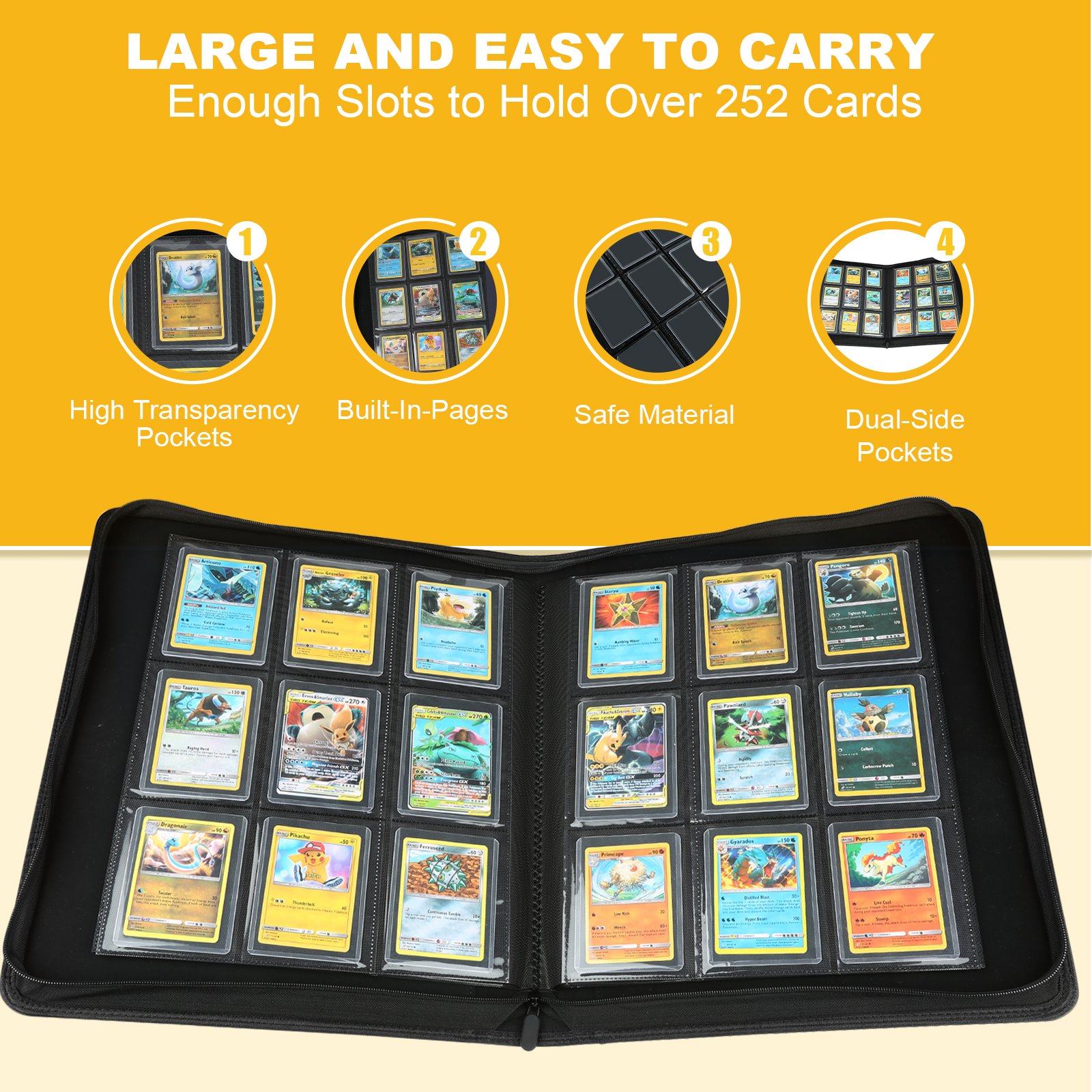 Custom 9-Pocket Binder Compatible with Trading Card, Baseball Card Sleeves Holder