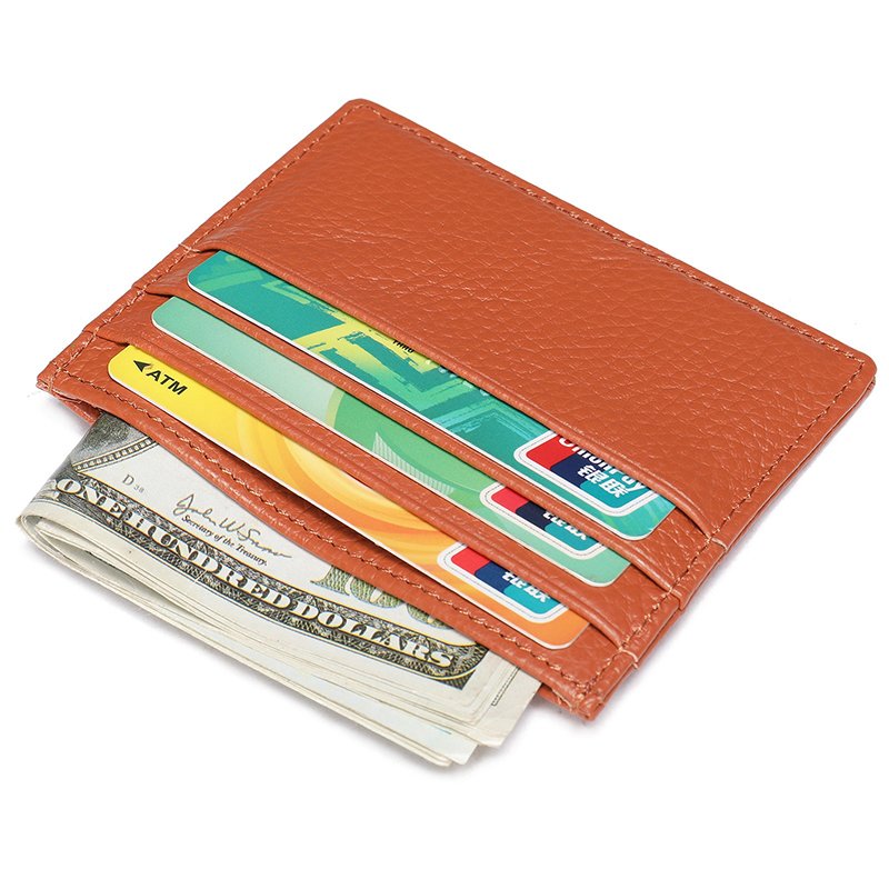 Custom Logo Slim Leather Card Holder Premium PU Leather Minimalist Wallet Credit Card holder